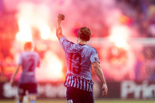 Djurgårdens Hampus Finndell jublar