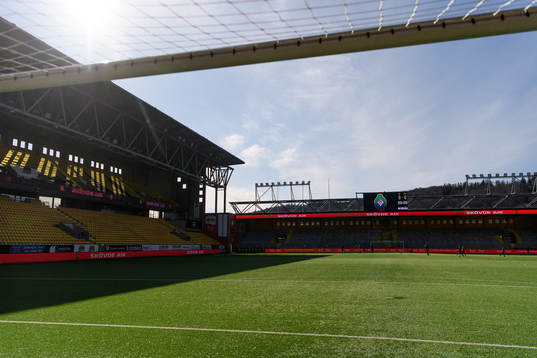 Borås Arena med Skövde AIKs namn på LED-skärmarna