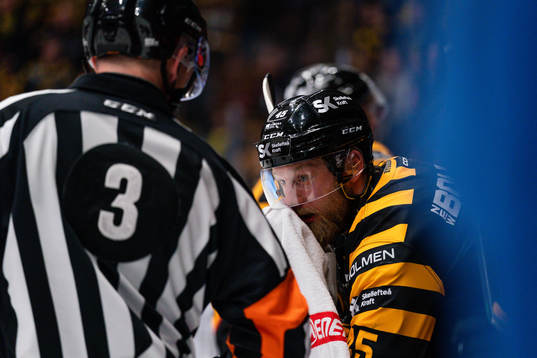 Skellefteås Oscar Möller och domare Linus Öhlund