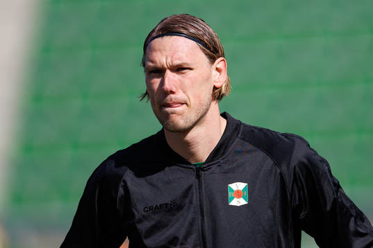 Varbergs Hampus Zackrisson före fotbollsmatchen i