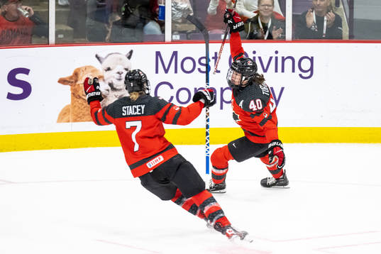 Blayre Turnbull of Canada celebrates scoring 1-0