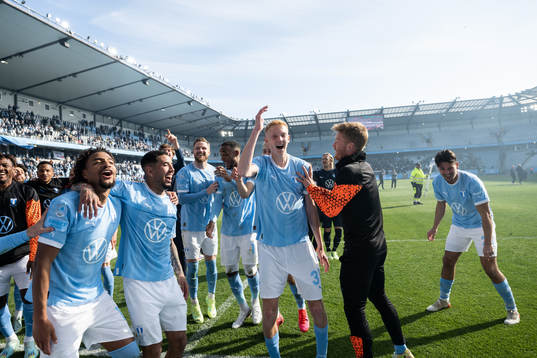 Malmö FFs Joseph Ceesay, Sergio Pena, Lasse Nielsen, Derek