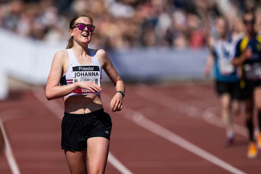Johanna Larsson, Örgryte IS, vid målgång