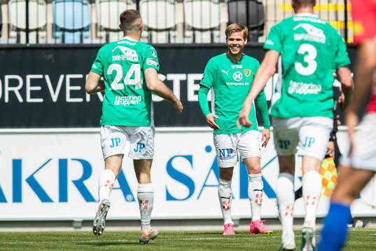Jönköpings Södras Marko Nikolic och Anton Thorsson jublar