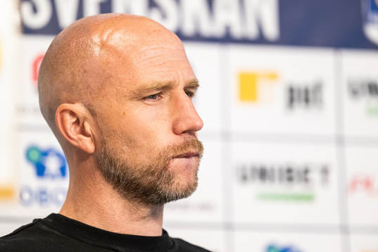 Malmö FFs tränare Henrik Rydström på presskonferensen