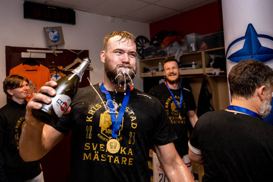 IFK Kristianstads Ludvig Åström jublar i