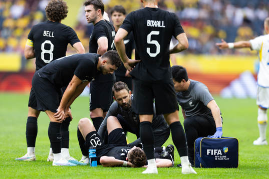 Callum Mccowatt of New Zealand in pain