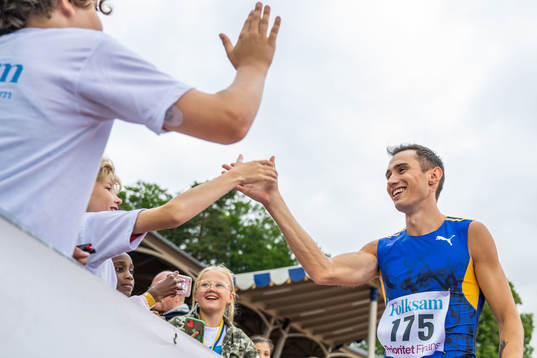 Thobias Montler, Ullevi FK, jublar vid herrarnas längdhopp