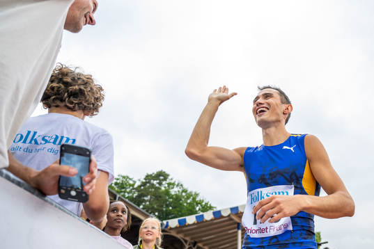 Thobias Montler, Ullevi FK, jublar vid herrarnas längdhopp