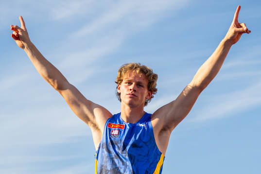 Sander Aae Skotheim celebrates competing in men’s pole