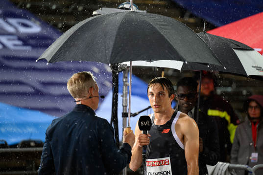 Emil Johansson of Sweden is being interviewed