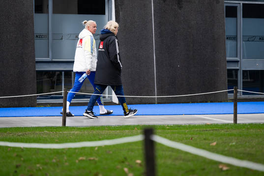 Caroline Seger and press officer Rebecca Schelin of the