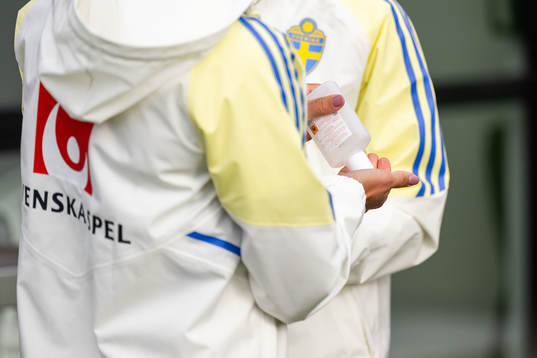 A player of the Swedish women's national football team uses