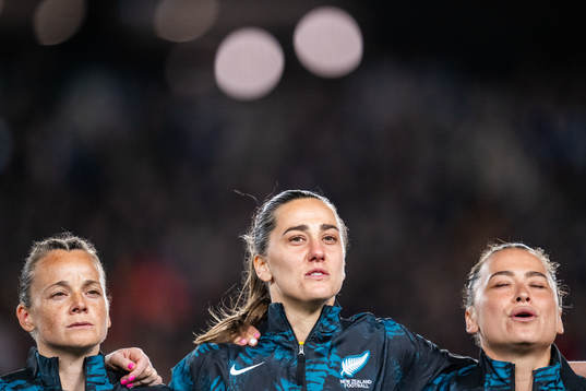 Ria Percival, goalkeeper Victoria Esson and Ali Riley of