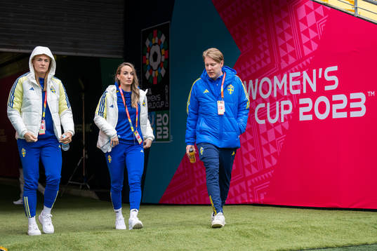 Magdalena Eriksson, Kosovare Asllani and Press officer