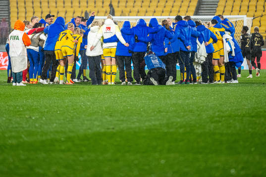 The Swedish team celebrate