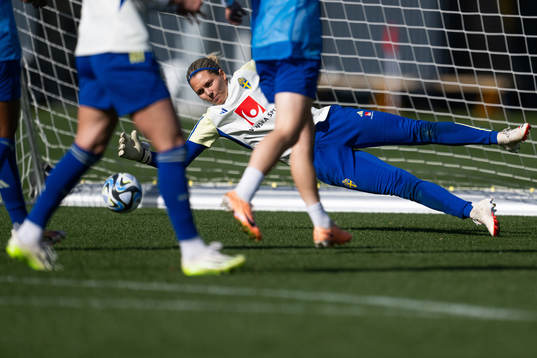 Goalkeeper Jennifer Falk of the Swedish women's national