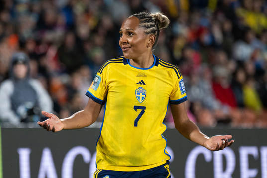 Madelen Janogy of Sweden reacts