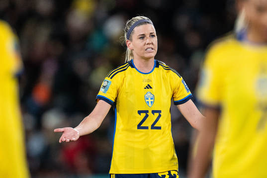 Olivia Schough of Sweden reacts