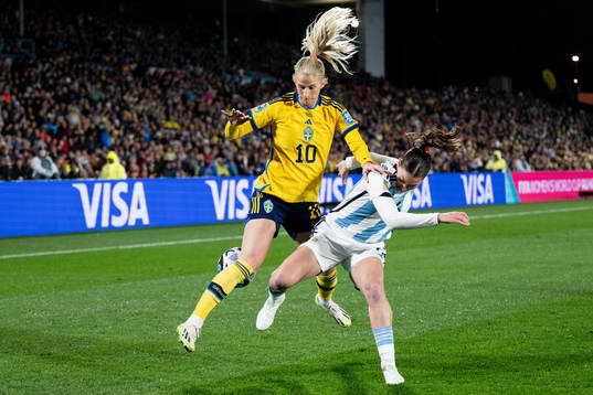 Sofia Jakobsson of Sweden and Aldana Cometti of Argentina