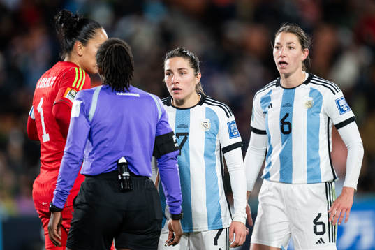 Romina Nunez and Aldana Cometti of Argentina reacts to