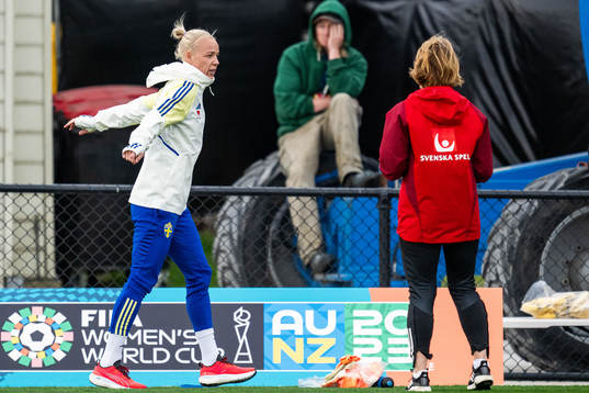 Caroline Seger and physio Annica Näsmark of the Swedish