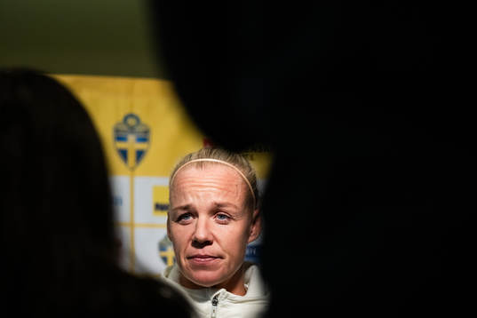 of the Swedish women's national football team at a press