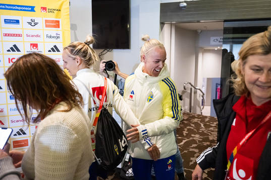 Nathalie Björn and Caroline Seger of the Swedish women's