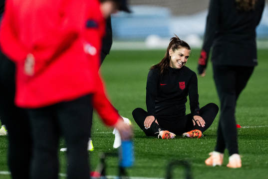 Alex Morgan at a training session with the women's national