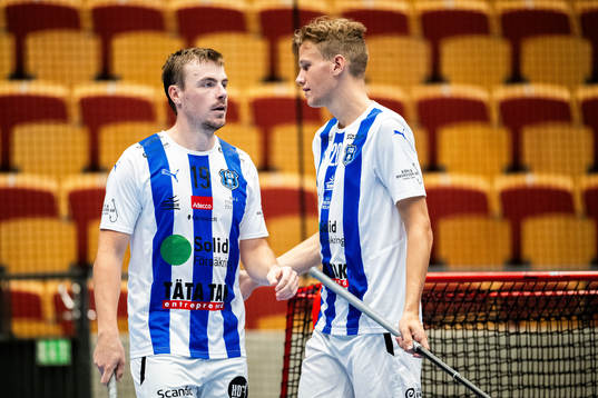 Helsingborgs Linus Bergström och Hannes Andersson jublar