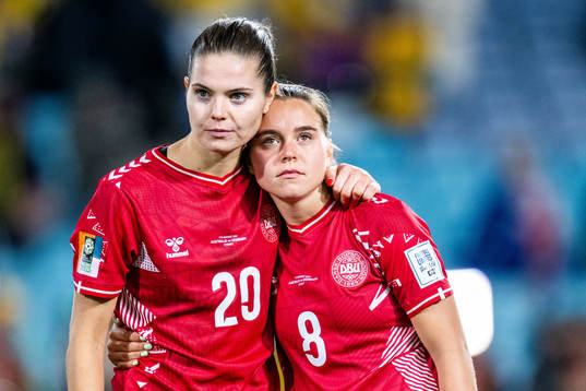 Signe Bruun and Emma Snerle of Denmark looks dejected