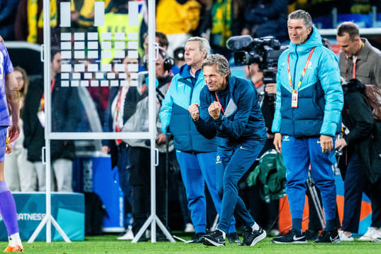 Assistant coach Jens Fjellström of Australia celebrates