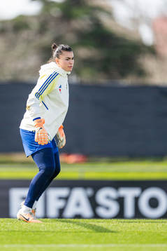 Goalkeeper Zecira Musovic of the Swedish women's national