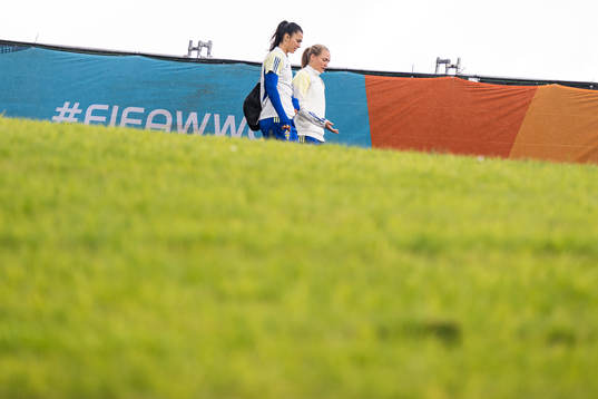 Goalkeeper Zecira Musovic and Magdalena Eriksson of the