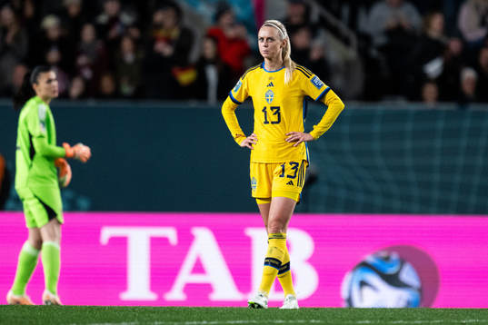 Amanda Ilestedt of Sweden looks dejected