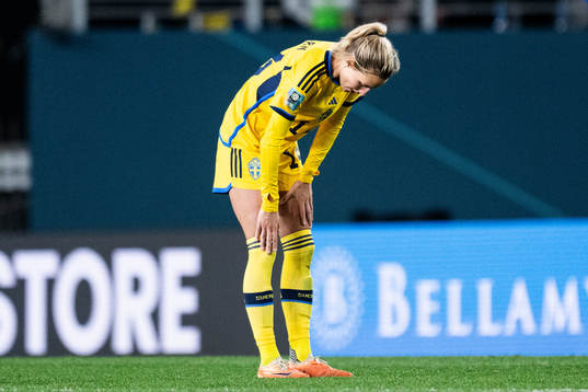 Nathalie Björn of Sweden looks dejected