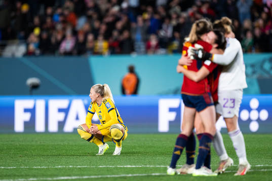 Rebecka Blomqvist of Sweden looks dejected