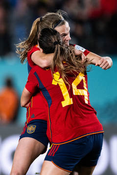 Irene Paredes and Laia Codina of Spain celebrate