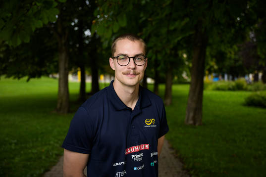 Max Hrelja of the Swedish national athletics team poses for