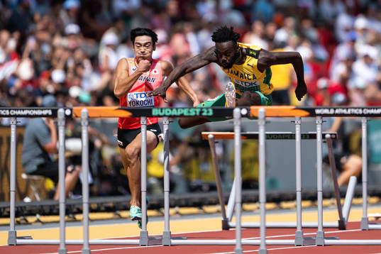 Rasheed Broadbell of Jamaica and Taiga Yokochi of Japan