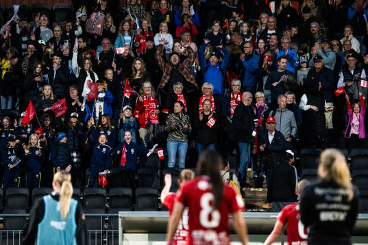 Supportrar jublar och tackar spelarna