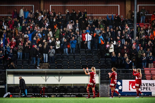 Piteås spelare jublar och tackar supportrar