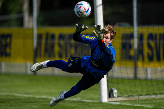 Goalkeeper David Celic of the Swedish under-21 national