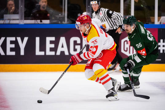 Alexander Iakovenko of EHC Biel-Bienne and David Tomasek