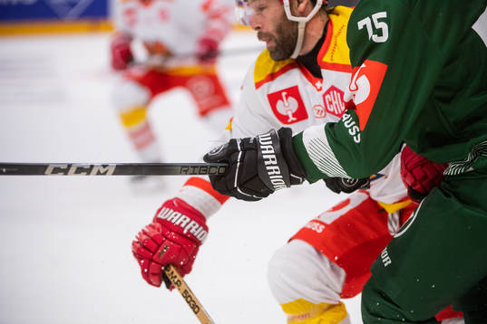 during the CHL game between Färjestad and EHC Biel-Bienne