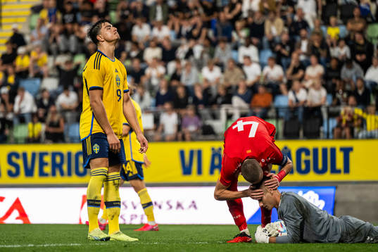Jusef Erabi of Sweden looks dejected