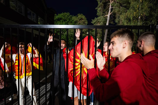 Players of North Macedonia celebrate