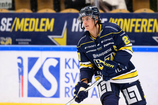 HV71s André Petersson innan ishockeymatchen i SHL mellan