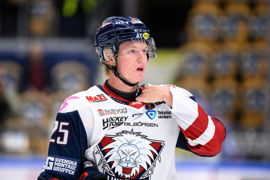 Linköpings Filip Bystedt innan ishockeymatchen i SHL
