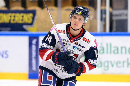 Linköpings Arvid Costmar innan ishockeymatchen i SHL